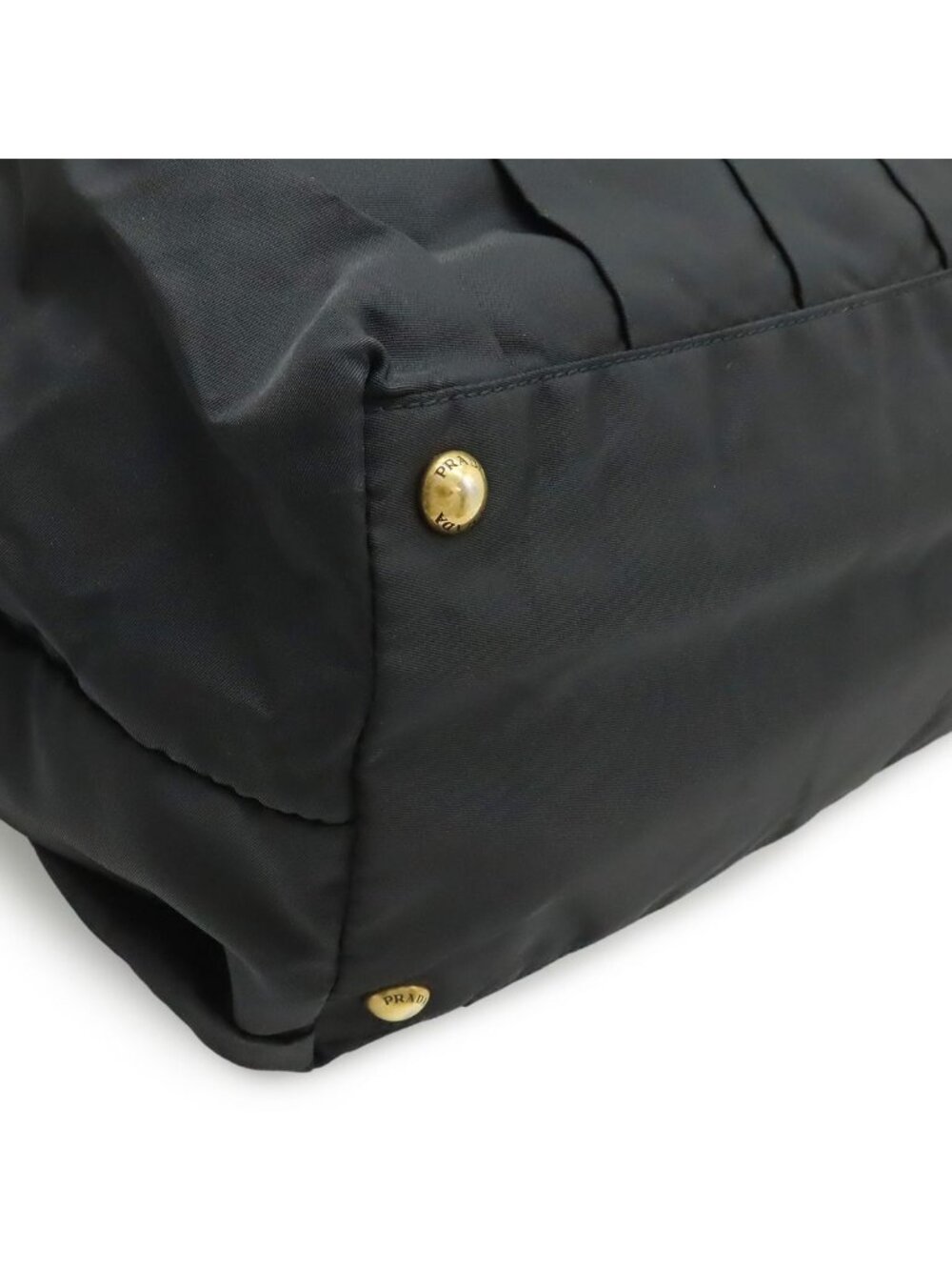 Prada Gather Tote Nylon Leather Nero Black Gold - Picture 3 of 8